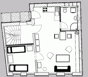 Floor plan of the Holiday Home: 45sqm